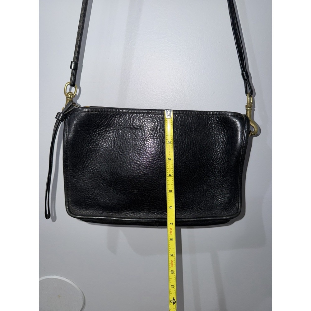 VTG Coach 70's Basic Bag Made in NYC USA Black Leather Clutch Wristlet Crossbody - Picture 9 of 10